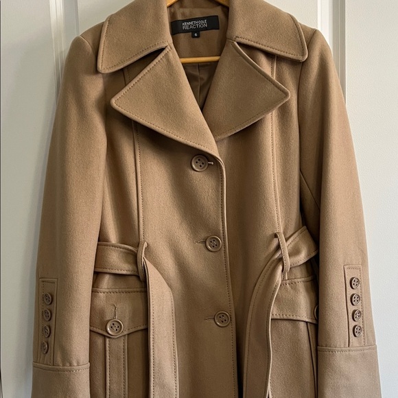 Kenneth Cole Reaction Camel Trench Coat with Belt wool blend - Picture 3 of 7
